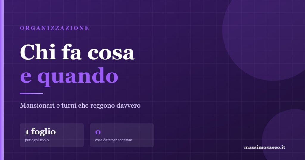 Mansionari e turni nel ristorante: chi fa cosa e quando
